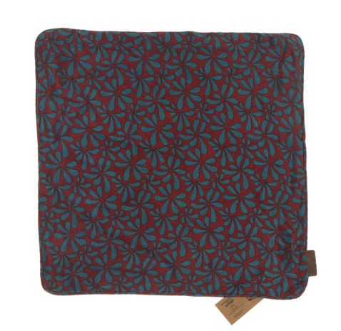 Gelb-senffarbener Seidenkissenbezug 50x50 cm im Sari-Stil mit feinem Punktmuster im Boho- und Vintage-Stil.