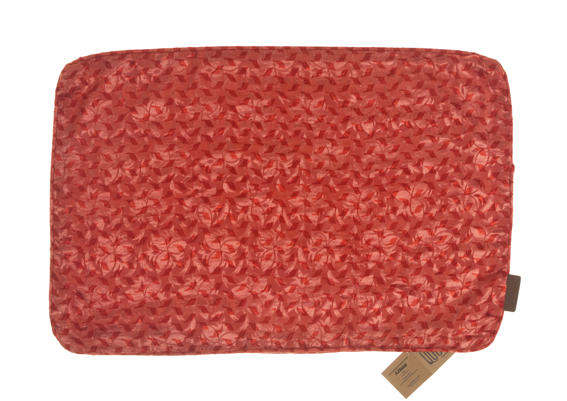 Red Silk pillowcase 60x40 cm in coral colored sari fabric with fine wrinkled structure and wavy pattern for boho bohemian vintage pillows
