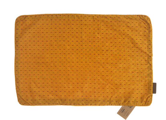Seidenkissenbezug 60 x 40 cm in Senfgelb und Ocker mit rechteckigem Muster und feinem Punktmuster, Boho-Vintage-Stil, orientalischer Sari-Kissen