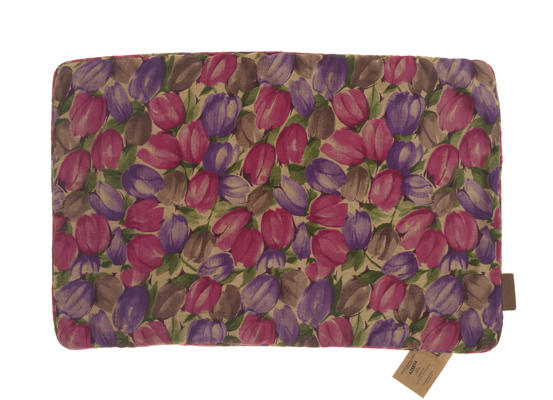 Unique Silk pillowcase 60x40 cm in colorful tulip pattern in pink purple and brown, sari pillow look with boho vintage style