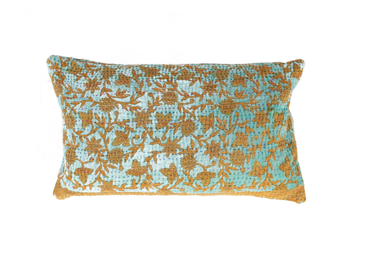 Unique sari pillowcase 30x50 in rust orange, sand and beige with vintage Indian oriental pattern in boho style (sari pillows)