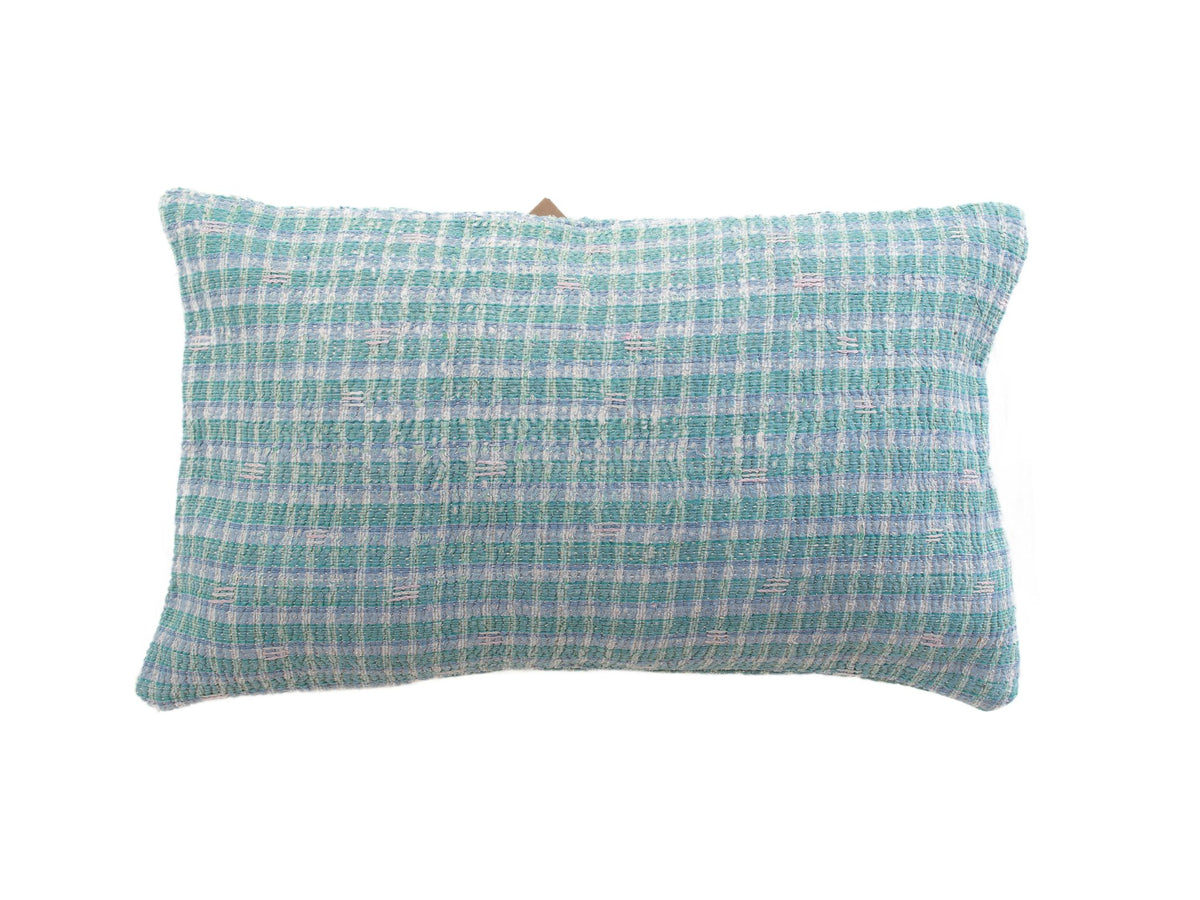 Sari pillowcase 30x50 cm with colorful green and gold/orange flower pattern, Indian bohemian/boho oriental unique pillow (upcycled sari pillow)