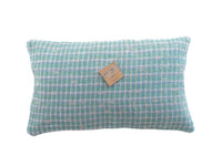 Blue and turquoise Indian sari pillowcase for sari cushion (30x50) with vintage boho bohemian pattern and colorful embroidery details - unique upcycled Indian pillowcase for sofa and armchair