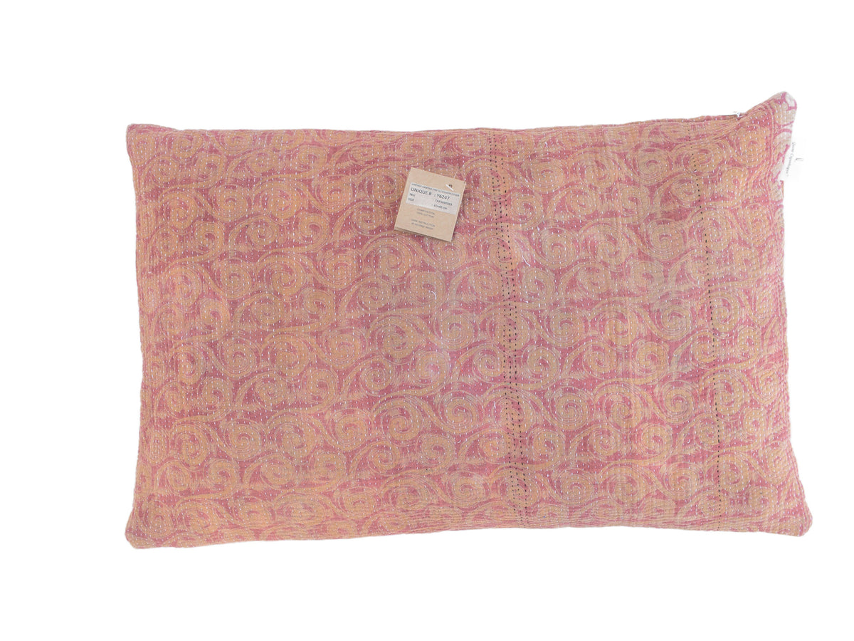 Sari pillowcase 60x40 in turquoise, blue and white checkered pattern with ethnic and bohemian vintage look - unique Indian pillow/upcycled sari pillow for colorful sari pillows and oriental pillows.