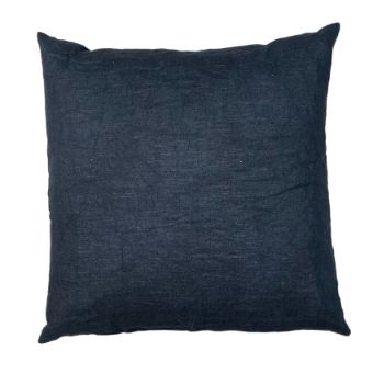 Linen cushions measuring 50x50 cm, color: Blue Night, dark navy, indigo blue, steel gray