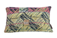 Sari pillowcase 30x50 with colorful vintage pattern in yellow, teal, navy and red as well as unique ethnic details, bohemian/oriental sari pillow (sari pillowcase)