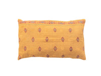 Unique sari pillowcase 30x50 with colorful Indian patterns in black/navy, red and gold and gray base with small gold details, vintage boho sari pillow/upcycled pillow.