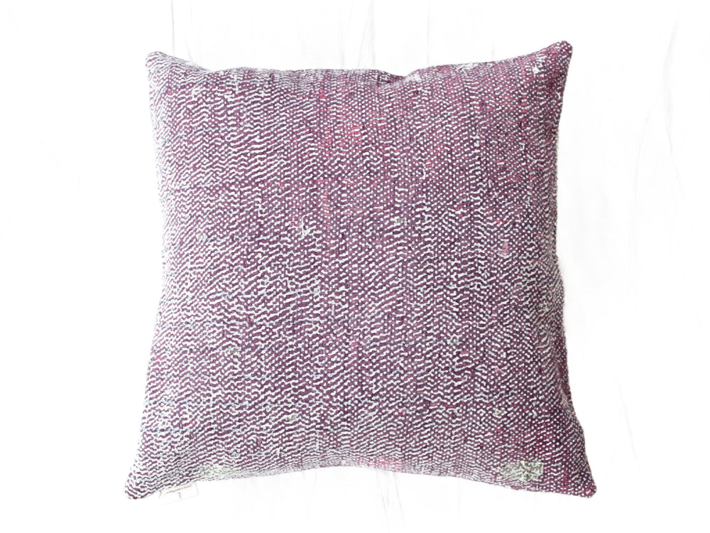 Sari pillowcase 50x50 in burgundy and purple with white pattern, vintage/boho Indian pillowcase with ethnic textile look and unique upcycled finish