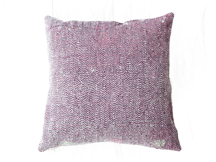 Sari pillowcase 50x50 in burgundy and purple with white pattern, vintage/boho Indian pillowcase with ethnic textile look and unique upcycled finish