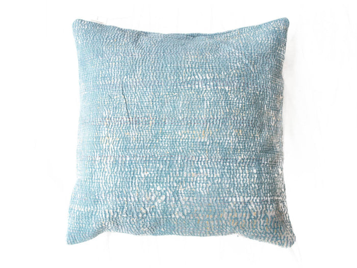 Sari pillowcase 50x50 in light blue and aqua colors with fine structured, vintage pattern - boho/Indian Indian pillowcase for sari pillow